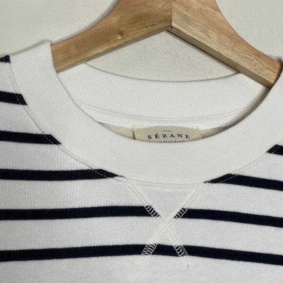 SEZANE STRIPED ORGANIC‎ COTTON SWEATSHIRT SIZE XS NWT - Picture 3 of 10